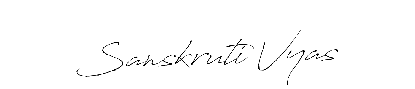 How to make Sanskruti Vyas name signature. Use Antro_Vectra style for creating short signs online. This is the latest handwritten sign. Sanskruti Vyas signature style 6 images and pictures png