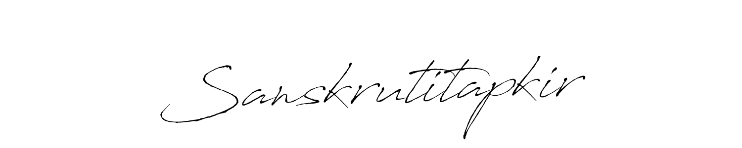 The best way (Antro_Vectra) to make a short signature is to pick only two or three words in your name. The name Sanskrutitapkir include a total of six letters. For converting this name. Sanskrutitapkir signature style 6 images and pictures png