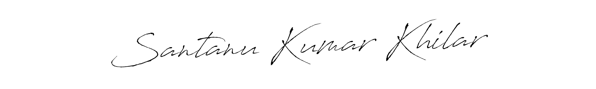 The best way (Antro_Vectra) to make a short signature is to pick only two or three words in your name. The name Santanu Kumar Khilar include a total of six letters. For converting this name. Santanu Kumar Khilar signature style 6 images and pictures png