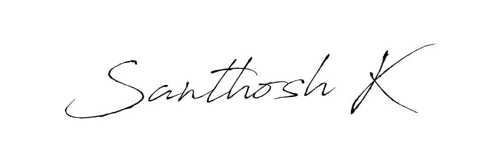 Similarly Antro_Vectra is the best handwritten signature design. Signature creator online .You can use it as an online autograph creator for name Santhosh K. Santhosh K signature style 6 images and pictures png