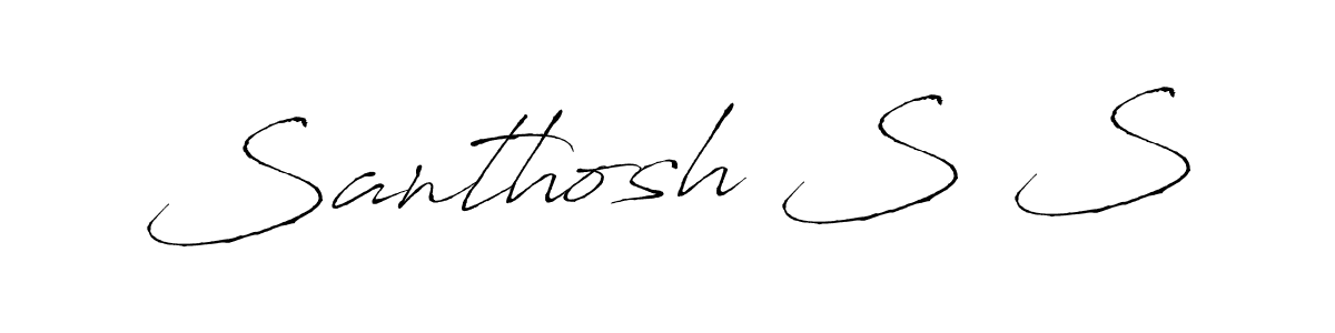 Similarly Antro_Vectra is the best handwritten signature design. Signature creator online .You can use it as an online autograph creator for name Santhosh S S. Santhosh S S signature style 6 images and pictures png