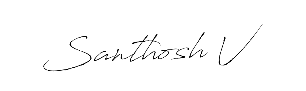 Use a signature maker to create a handwritten signature online. With this signature software, you can design (Antro_Vectra) your own signature for name Santhosh V. Santhosh V signature style 6 images and pictures png