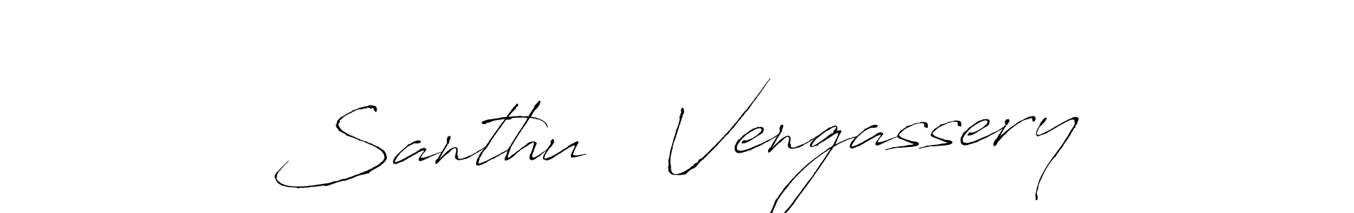 The best way (Antro_Vectra) to make a short signature is to pick only two or three words in your name. The name Santhu   Vengassery include a total of six letters. For converting this name. Santhu   Vengassery signature style 6 images and pictures png