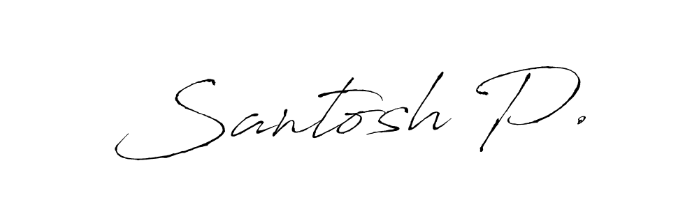 This is the best signature style for the Santosh P. name. Also you like these signature font (Antro_Vectra). Mix name signature. Santosh P. signature style 6 images and pictures png