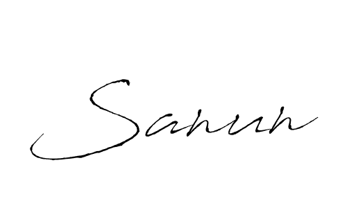 Use a signature maker to create a handwritten signature online. With this signature software, you can design (Antro_Vectra) your own signature for name Sanun. Sanun signature style 6 images and pictures png