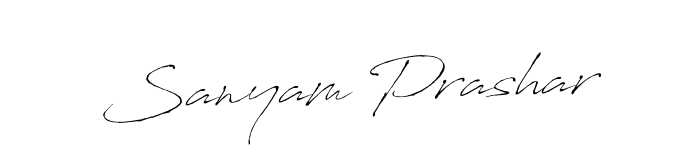 How to make Sanyam Prashar name signature. Use Antro_Vectra style for creating short signs online. This is the latest handwritten sign. Sanyam Prashar signature style 6 images and pictures png