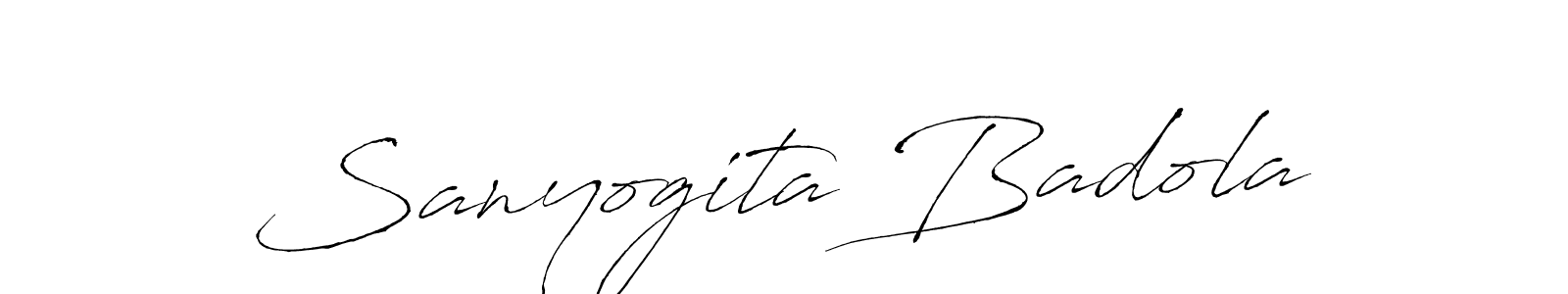 How to make Sanyogita Badola name signature. Use Antro_Vectra style for creating short signs online. This is the latest handwritten sign. Sanyogita Badola signature style 6 images and pictures png