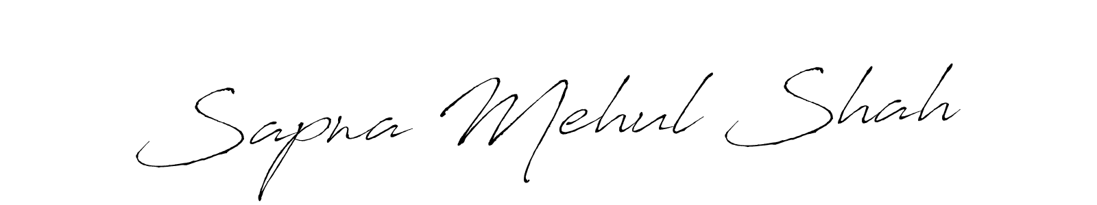 Sapna Mehul Shah stylish signature style. Best Handwritten Sign (Antro_Vectra) for my name. Handwritten Signature Collection Ideas for my name Sapna Mehul Shah. Sapna Mehul Shah signature style 6 images and pictures png