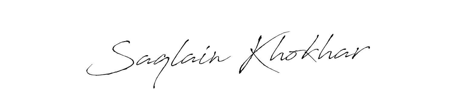Saqlain Khokhar stylish signature style. Best Handwritten Sign (Antro_Vectra) for my name. Handwritten Signature Collection Ideas for my name Saqlain Khokhar. Saqlain Khokhar signature style 6 images and pictures png