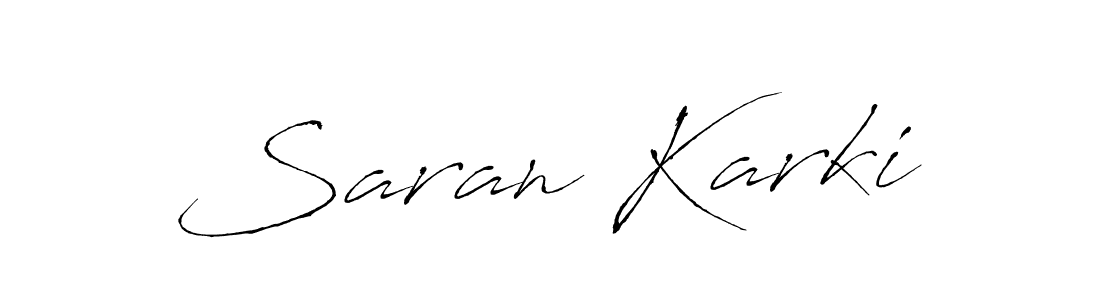 The best way (Antro_Vectra) to make a short signature is to pick only two or three words in your name. The name Saran Karki include a total of six letters. For converting this name. Saran Karki signature style 6 images and pictures png