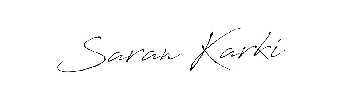 The best way (Antro_Vectra) to make a short signature is to pick only two or three words in your name. The name Saran Karki include a total of six letters. For converting this name. Saran Karki signature style 6 images and pictures png