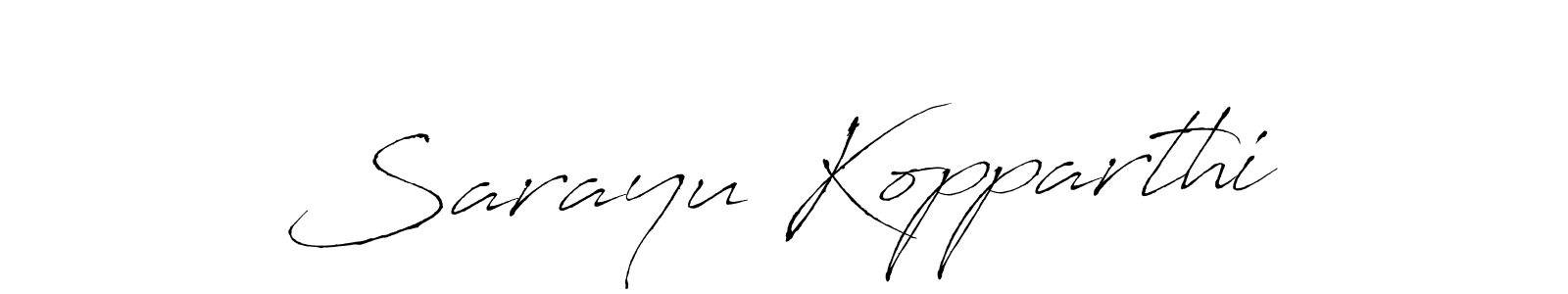 Create a beautiful signature design for name Sarayu Kopparthi. With this signature (Antro_Vectra) fonts, you can make a handwritten signature for free. Sarayu Kopparthi signature style 6 images and pictures png