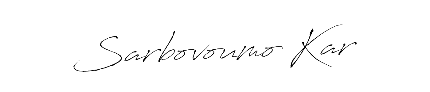 How to make Sarbovoumo Kar name signature. Use Antro_Vectra style for creating short signs online. This is the latest handwritten sign. Sarbovoumo Kar signature style 6 images and pictures png