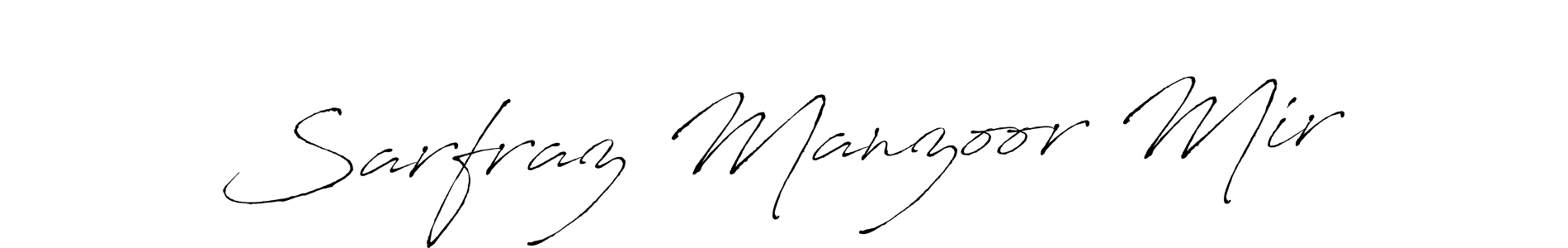 How to make Sarfraz Manzoor Mir name signature. Use Antro_Vectra style for creating short signs online. This is the latest handwritten sign. Sarfraz Manzoor Mir signature style 6 images and pictures png