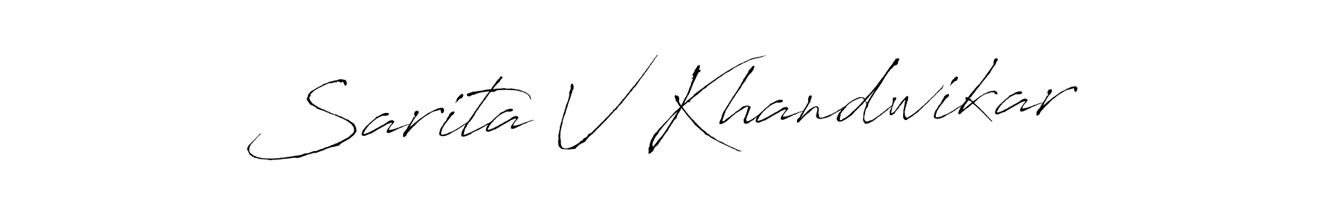 The best way (Antro_Vectra) to make a short signature is to pick only two or three words in your name. The name Sarita V Khandwikar include a total of six letters. For converting this name. Sarita V Khandwikar signature style 6 images and pictures png