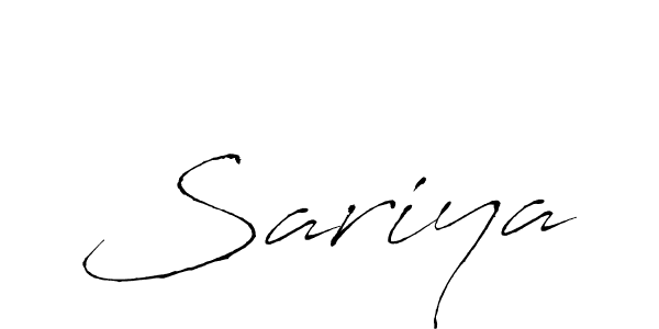 Use a signature maker to create a handwritten signature online. With this signature software, you can design (Antro_Vectra) your own signature for name Sariya. Sariya signature style 6 images and pictures png