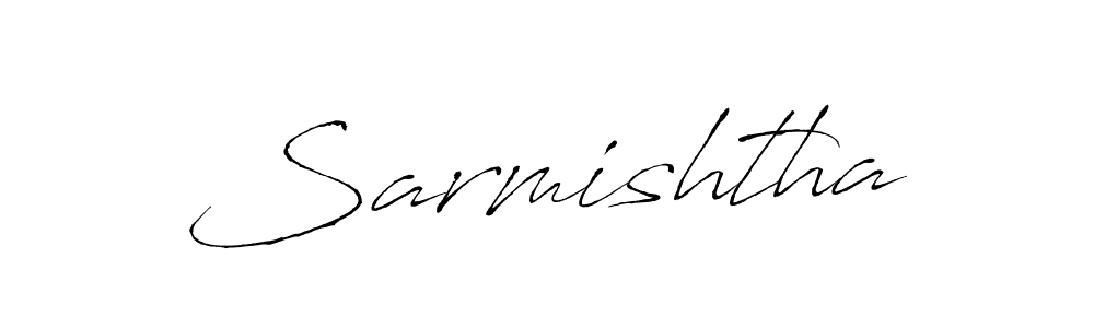 Make a beautiful signature design for name Sarmishtha. With this signature (Antro_Vectra) style, you can create a handwritten signature for free. Sarmishtha signature style 6 images and pictures png