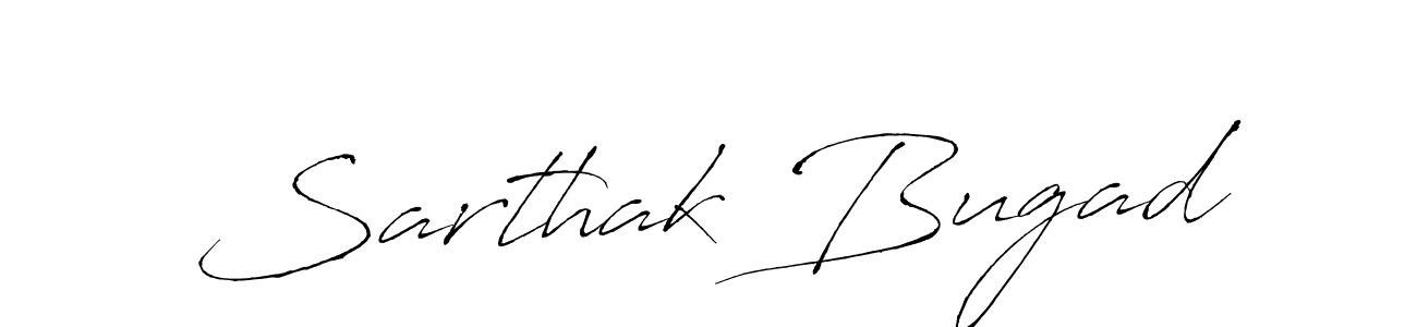 How to make Sarthak Bugad name signature. Use Antro_Vectra style for creating short signs online. This is the latest handwritten sign. Sarthak Bugad signature style 6 images and pictures png