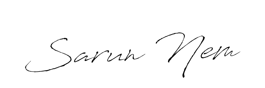 Create a beautiful signature design for name Sarun Nem. With this signature (Antro_Vectra) fonts, you can make a handwritten signature for free. Sarun Nem signature style 6 images and pictures png