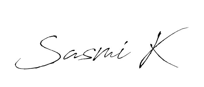 Make a beautiful signature design for name Sasmi K. With this signature (Antro_Vectra) style, you can create a handwritten signature for free. Sasmi K signature style 6 images and pictures png