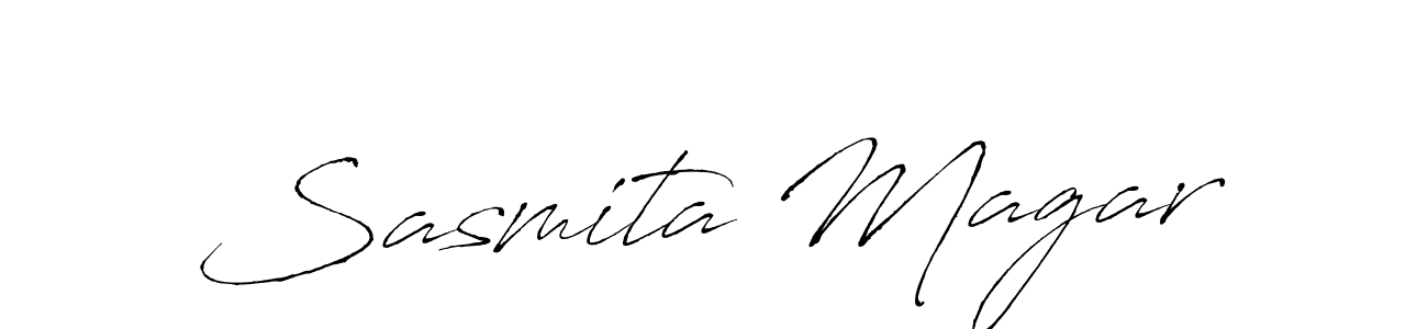 You should practise on your own different ways (Antro_Vectra) to write your name (Sasmita Magar) in signature. don't let someone else do it for you. Sasmita Magar signature style 6 images and pictures png