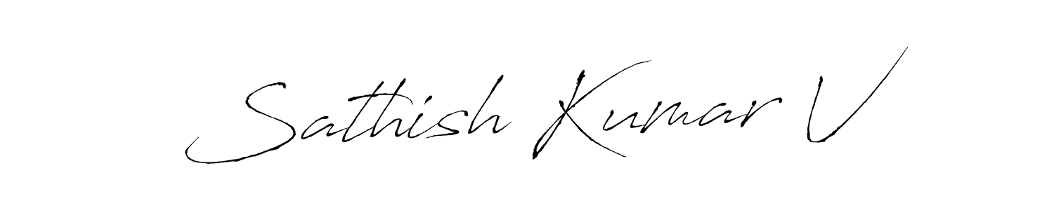 How to make Sathish Kumar V signature? Antro_Vectra is a professional autograph style. Create handwritten signature for Sathish Kumar V name. Sathish Kumar V signature style 6 images and pictures png