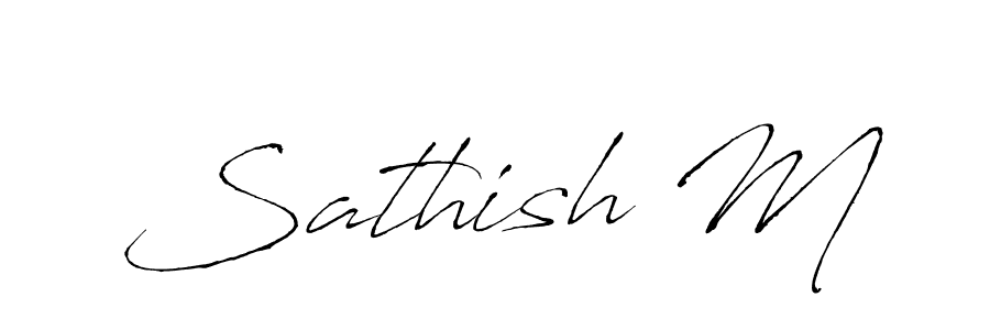 How to make Sathish M signature? Antro_Vectra is a professional autograph style. Create handwritten signature for Sathish M name. Sathish M signature style 6 images and pictures png