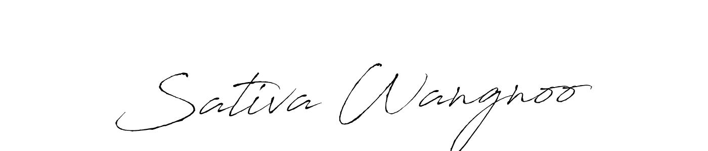 How to make Sativa Wangnoo name signature. Use Antro_Vectra style for creating short signs online. This is the latest handwritten sign. Sativa Wangnoo signature style 6 images and pictures png