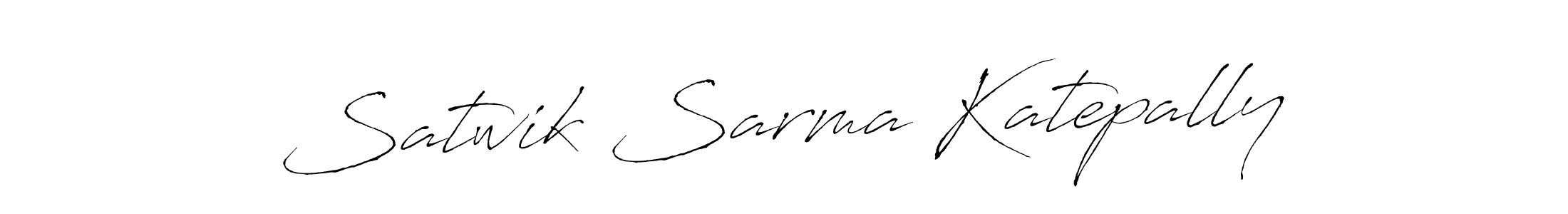 The best way (Antro_Vectra) to make a short signature is to pick only two or three words in your name. The name Satwik Sarma Katepally include a total of six letters. For converting this name. Satwik Sarma Katepally signature style 6 images and pictures png