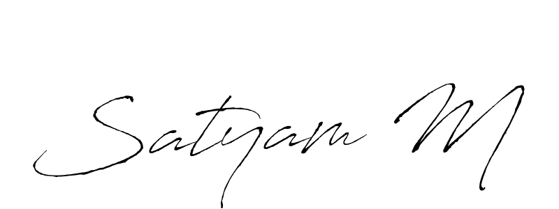 How to make Satyam M name signature. Use Antro_Vectra style for creating short signs online. This is the latest handwritten sign. Satyam M signature style 6 images and pictures png