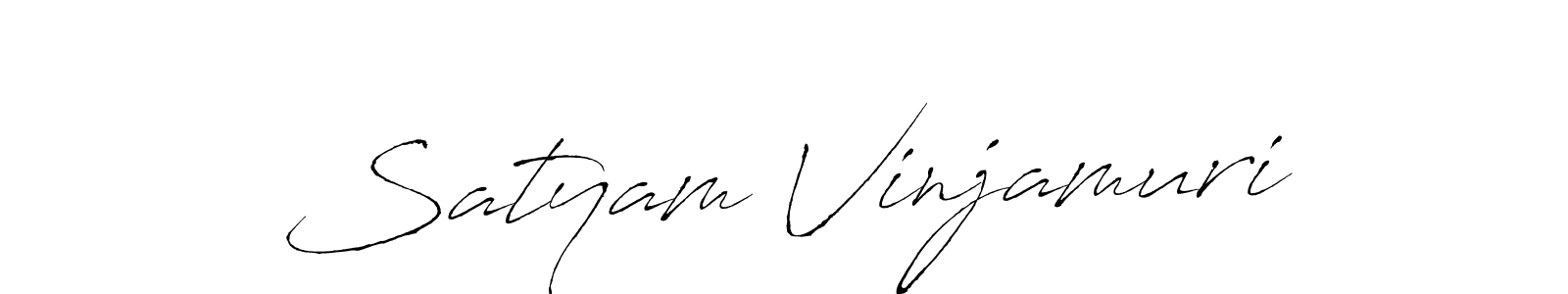 Create a beautiful signature design for name Satyam Vinjamuri. With this signature (Antro_Vectra) fonts, you can make a handwritten signature for free. Satyam Vinjamuri signature style 6 images and pictures png