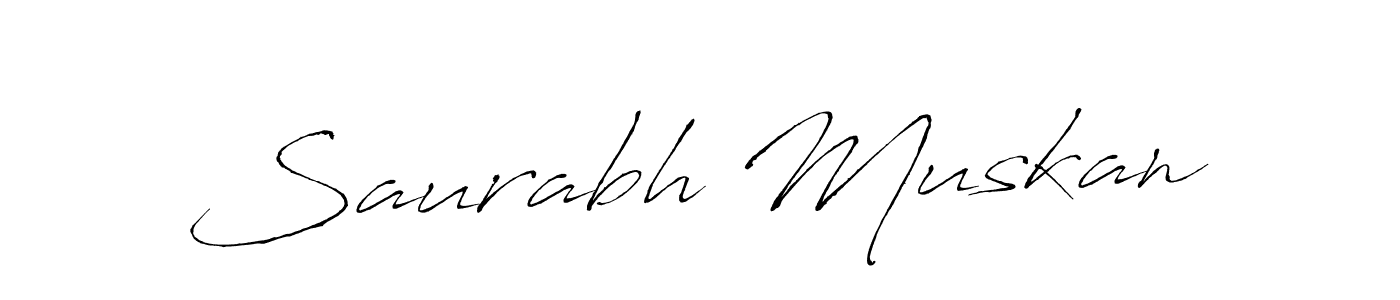 How to make Saurabh Muskan name signature. Use Antro_Vectra style for creating short signs online. This is the latest handwritten sign. Saurabh Muskan signature style 6 images and pictures png