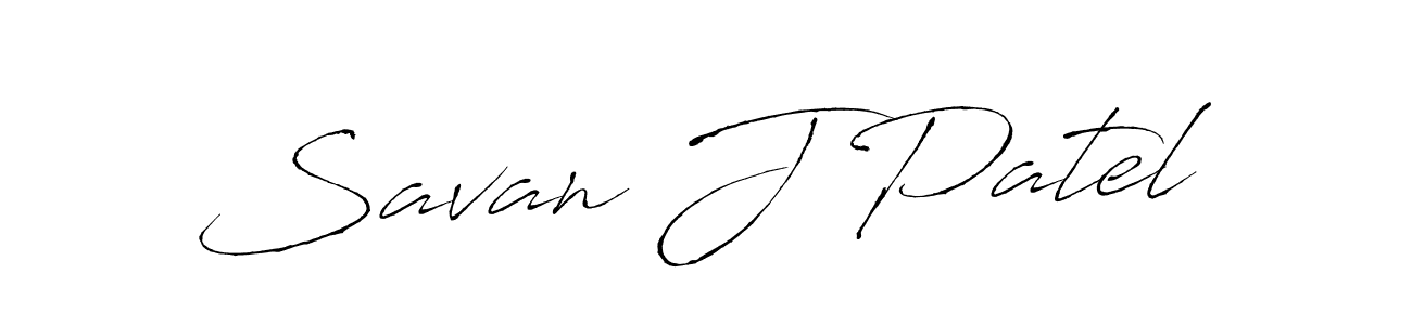 Create a beautiful signature design for name Savan J Patel. With this signature (Antro_Vectra) fonts, you can make a handwritten signature for free. Savan J Patel signature style 6 images and pictures png