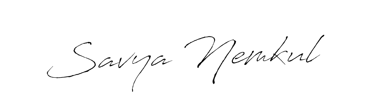 How to make Savya Nemkul name signature. Use Antro_Vectra style for creating short signs online. This is the latest handwritten sign. Savya Nemkul signature style 6 images and pictures png