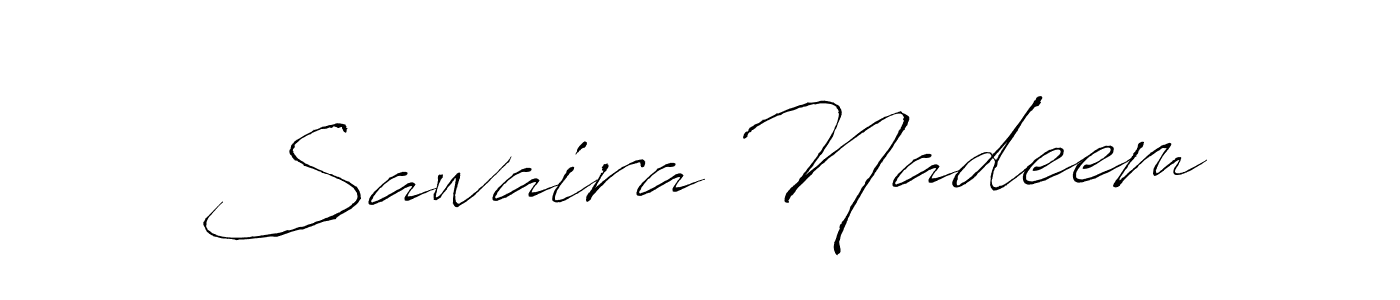 The best way (Antro_Vectra) to make a short signature is to pick only two or three words in your name. The name Sawaira Nadeem include a total of six letters. For converting this name. Sawaira Nadeem signature style 6 images and pictures png