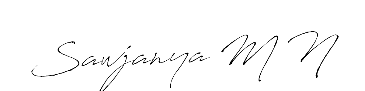 The best way (Antro_Vectra) to make a short signature is to pick only two or three words in your name. The name Sawjanya M N include a total of six letters. For converting this name. Sawjanya M N signature style 6 images and pictures png