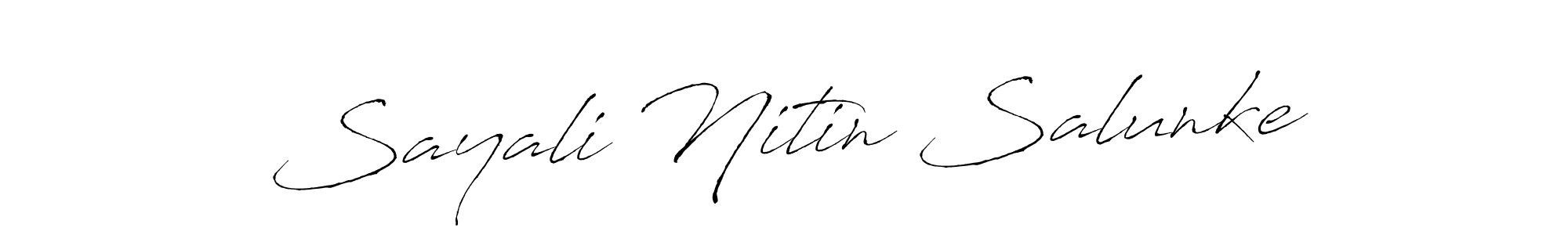 Antro_Vectra is a professional signature style that is perfect for those who want to add a touch of class to their signature. It is also a great choice for those who want to make their signature more unique. Get Sayali Nitin Salunke name to fancy signature for free. Sayali Nitin Salunke signature style 6 images and pictures png