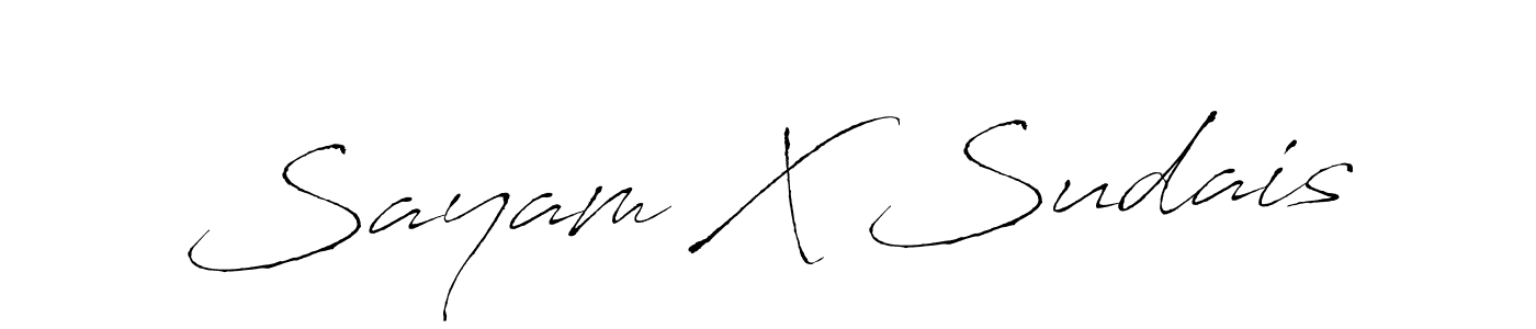 Antro_Vectra is a professional signature style that is perfect for those who want to add a touch of class to their signature. It is also a great choice for those who want to make their signature more unique. Get Sayam X Sudais name to fancy signature for free. Sayam X Sudais signature style 6 images and pictures png