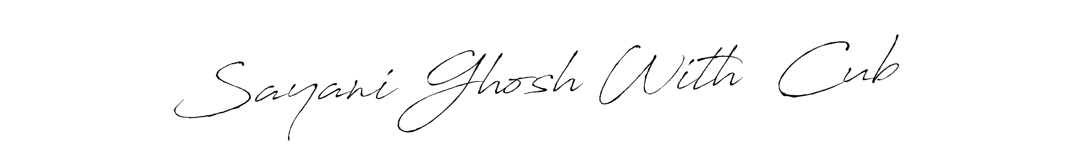 The best way (Antro_Vectra) to make a short signature is to pick only two or three words in your name. The name Sayani Ghosh With  Cub include a total of six letters. For converting this name. Sayani Ghosh With  Cub signature style 6 images and pictures png