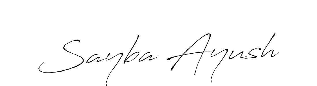 The best way (Antro_Vectra) to make a short signature is to pick only two or three words in your name. The name Sayba Ayush include a total of six letters. For converting this name. Sayba Ayush signature style 6 images and pictures png