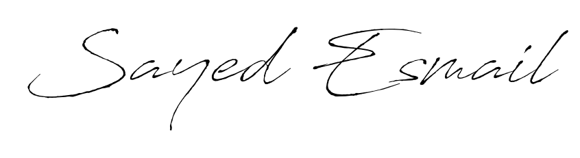 A dynamic signature style for Sayed Esmail using Antro_Vectra script. Designed to look authentic, handwritten, and professional. Sayed Esmail signature style 6 images and pictures png