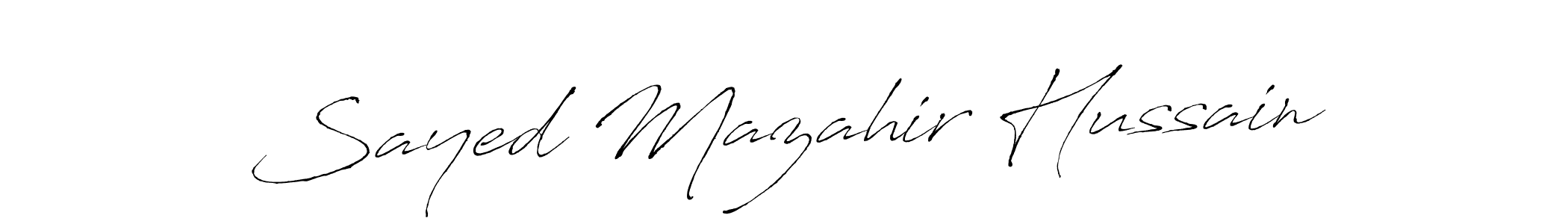 How to make Sayed Mazahir Hussain name signature. Use Antro_Vectra style for creating short signs online. This is the latest handwritten sign. Sayed Mazahir Hussain signature style 6 images and pictures png