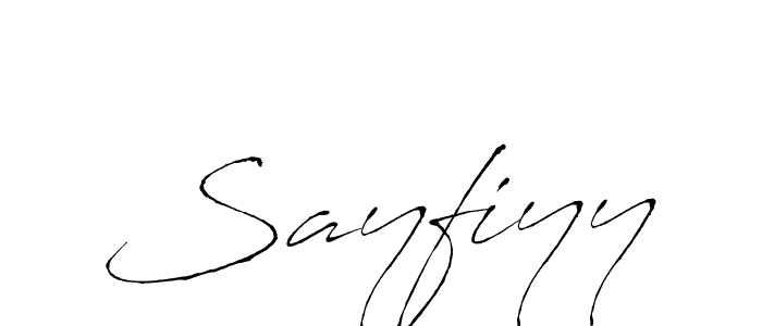 Use a signature maker to create a handwritten signature online. With this signature software, you can design (Antro_Vectra) your own signature for name Sayfiyy. Sayfiyy signature style 6 images and pictures png