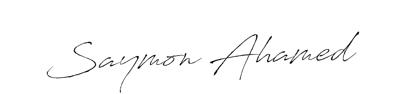 Make a beautiful signature design for name Saymon Ahamed. With this signature (Antro_Vectra) style, you can create a handwritten signature for free. Saymon Ahamed signature style 6 images and pictures png
