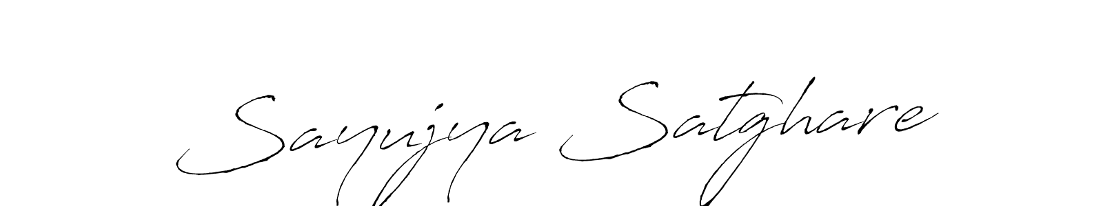 The best way (Antro_Vectra) to make a short signature is to pick only two or three words in your name. The name Sayujya Satghare include a total of six letters. For converting this name. Sayujya Satghare signature style 6 images and pictures png