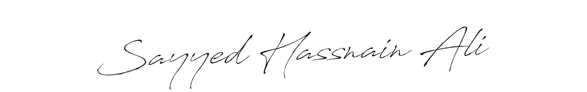 How to make Sayyed Hassnain Ali signature? Antro_Vectra is a professional autograph style. Create handwritten signature for Sayyed Hassnain Ali name. Sayyed Hassnain Ali signature style 6 images and pictures png