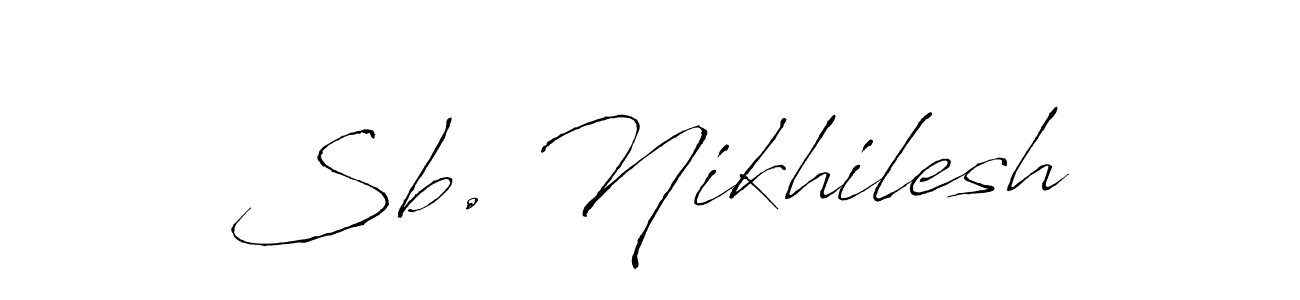 The best way (Antro_Vectra) to make a short signature is to pick only two or three words in your name. The name Sb. Nikhilesh include a total of six letters. For converting this name. Sb. Nikhilesh signature style 6 images and pictures png