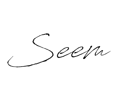 Make a beautiful signature design for name Seem. With this signature (Antro_Vectra) style, you can create a handwritten signature for free. Seem signature style 6 images and pictures png