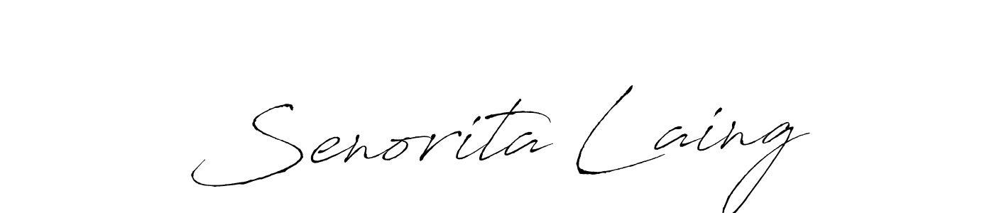 Similarly Antro_Vectra is the best handwritten signature design. Signature creator online .You can use it as an online autograph creator for name Senorita Laing. Senorita Laing signature style 6 images and pictures png