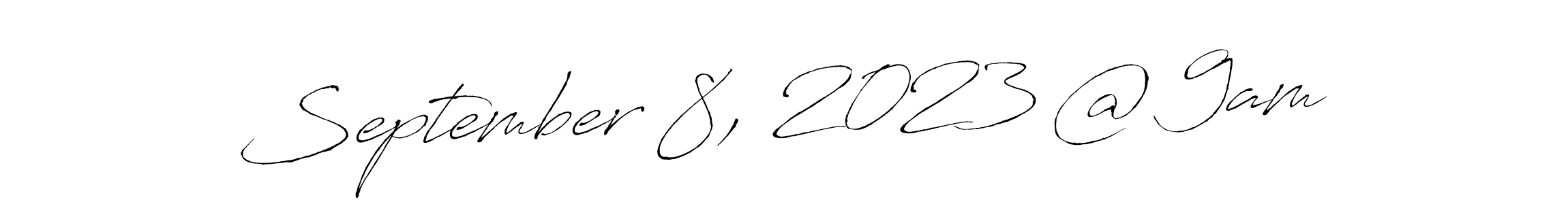 Make a beautiful signature design for name September 8, 2023 @ 9am. With this signature (Antro_Vectra) style, you can create a handwritten signature for free. September 8, 2023 @ 9am signature style 6 images and pictures png